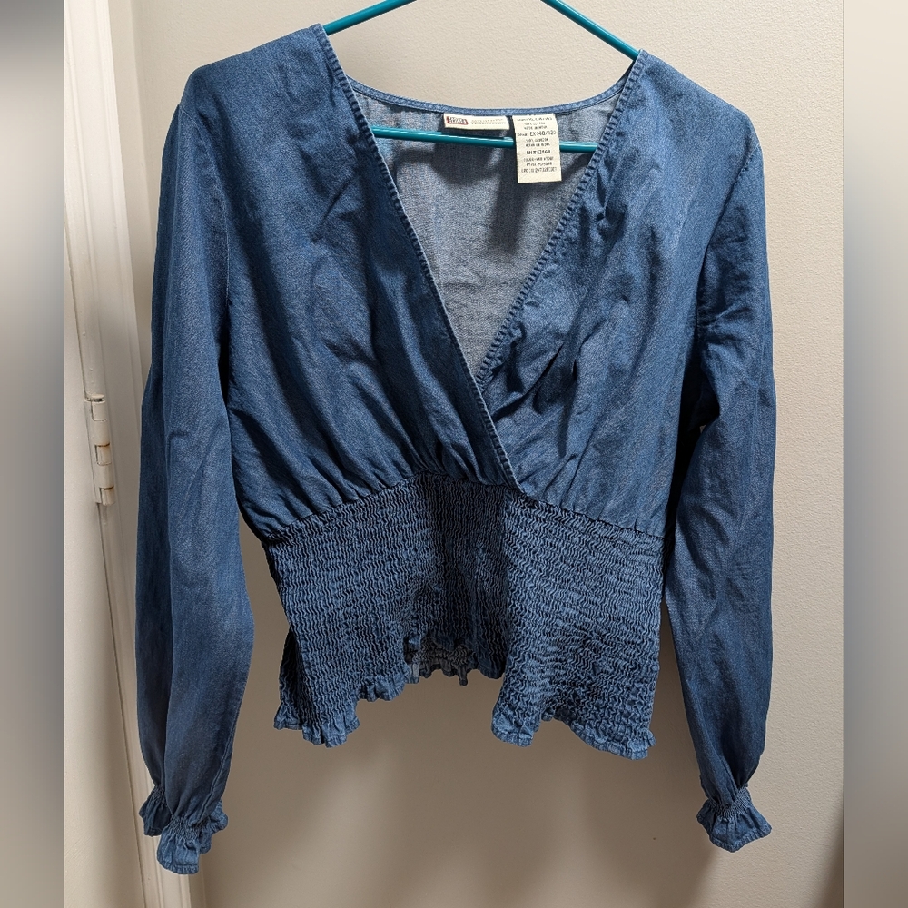 Vtg 100% Cotton Denim Shirt